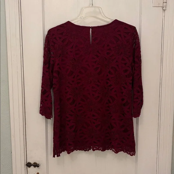 Alfred Dunner Rich Red Lace Blouse - Picture 3 of 3